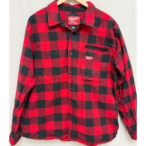 Milwaukee Tool Gridiron Heavy Duty Red Black Buffalo Plaid Work Shirt XL
